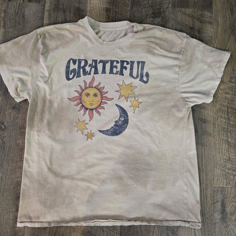 Mighty Fine Grateful Sun Moon Stars Graphic T Shirt Tie Dye XL Boho Festival